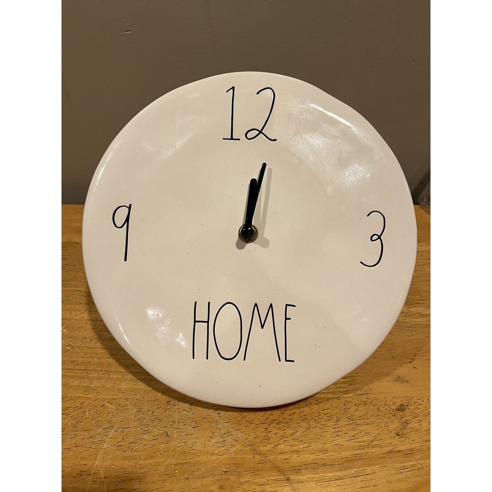 RAE DUNN Clock Artisan Collection LL "HOME" 9" Ceramic Wall‎ Clock By Magenta